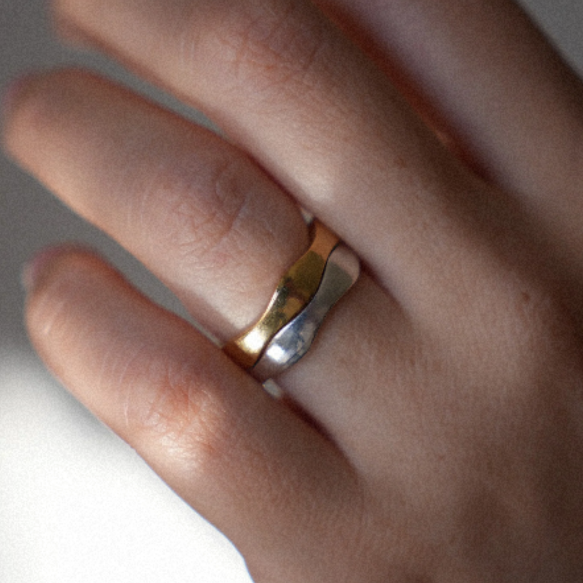 ARIA RINGS SET על האצבע, כסף וזהב יחד