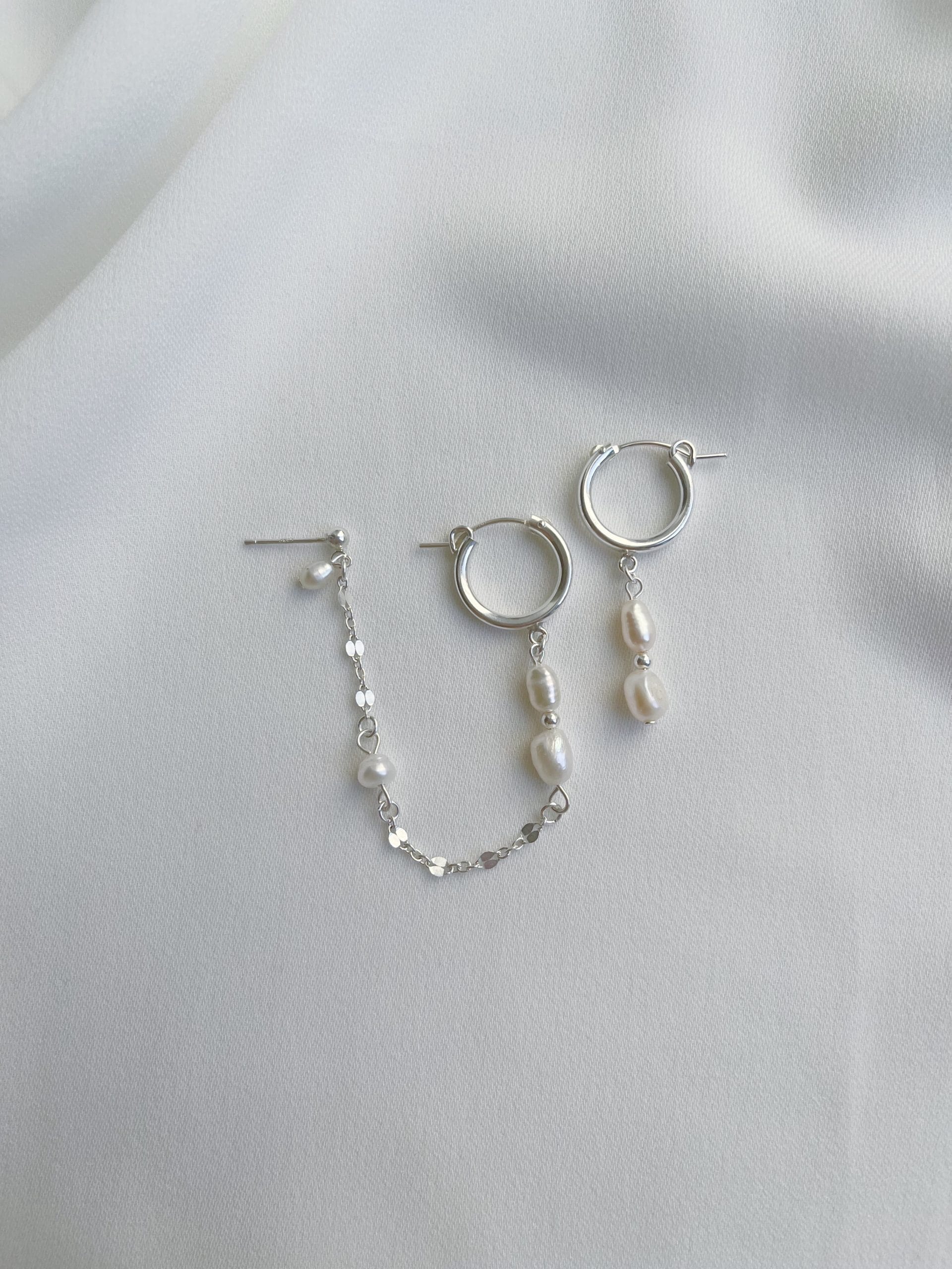 JOHN DOUBLE SILVER EARRINGS