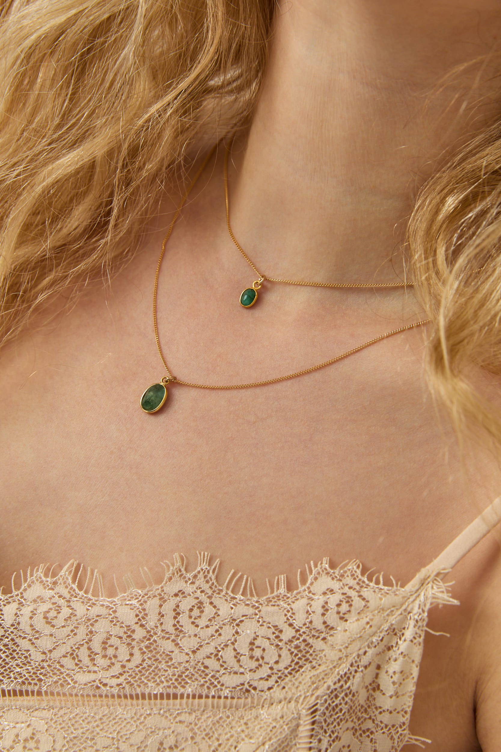 MINI EMERALD GOLD NECKLACE